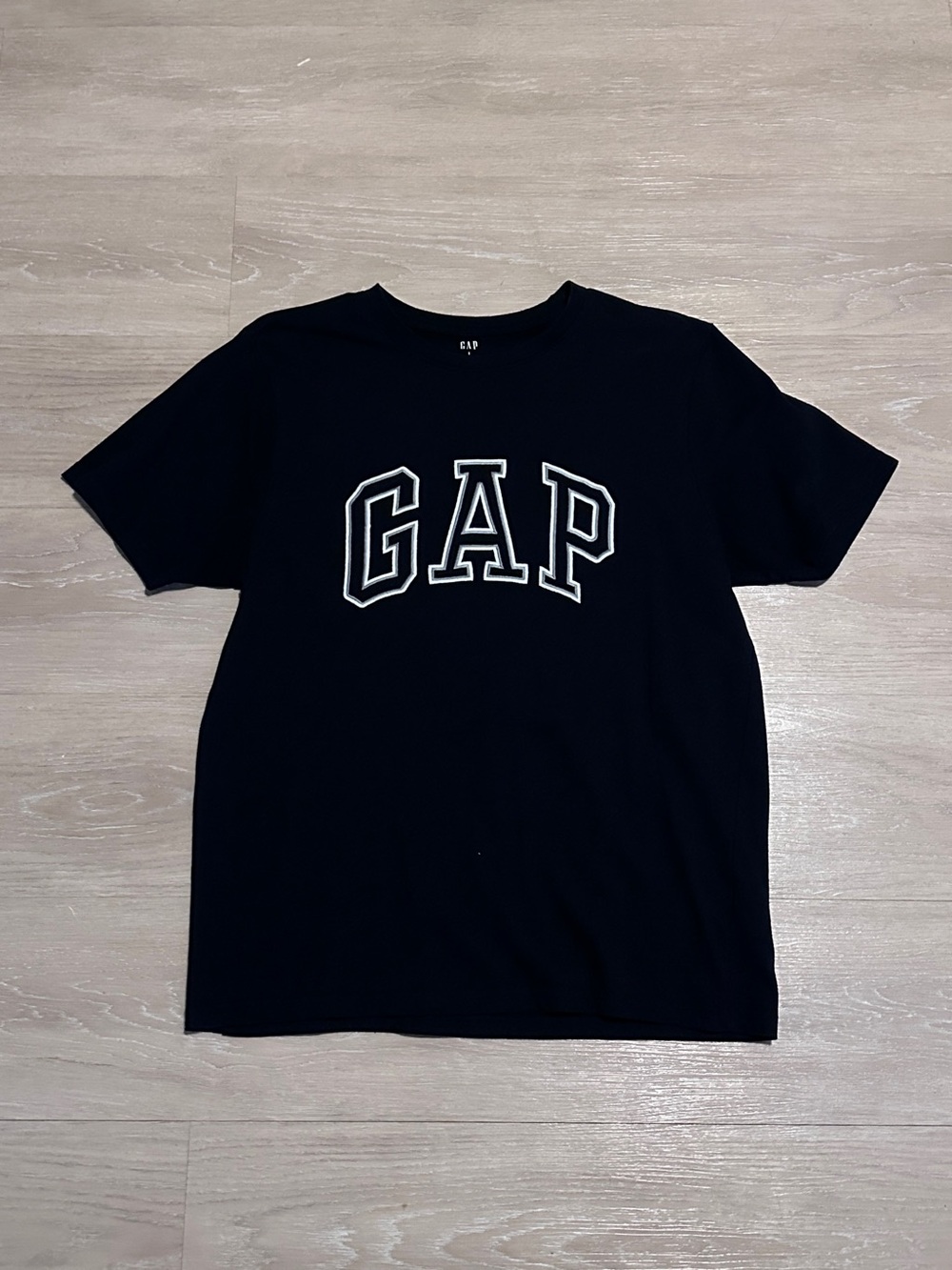 GAP Black Tee with White Outlined Logo